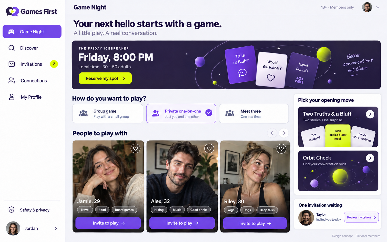 Games First game-night interface